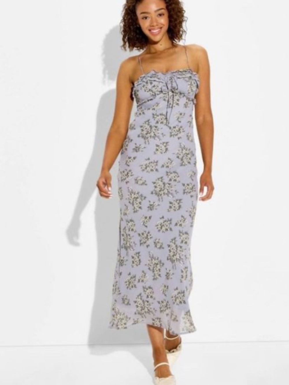 Wild Fable Women's Sleeveless Maxi Empire Waist Dress Gray Floral XL NWOT